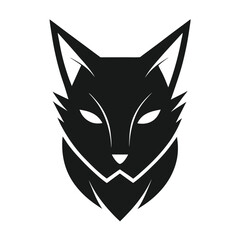 Black Fox-Cat Hybrid Vector | Mystical Dual Animal Emblem