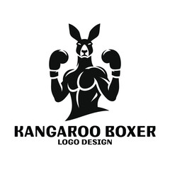 Kangaroo Boxer Vector Logo Design 