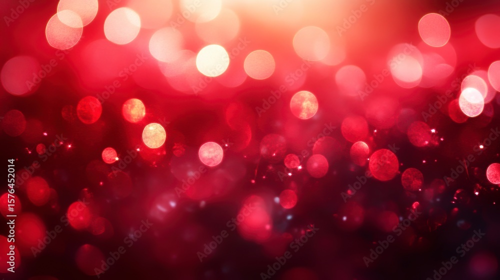Poster abstract red bokeh background with bright lights and sparkles.