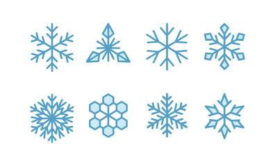 Geometric snowflake icons for winter design projects