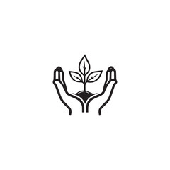 Obraz premium Black And White Of Hands Cupping Soil With A Sprout Growing