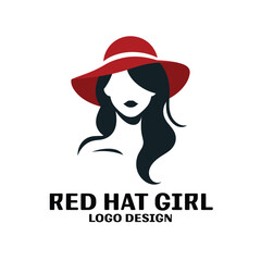 Red Hat Girl Vector Logo Design 