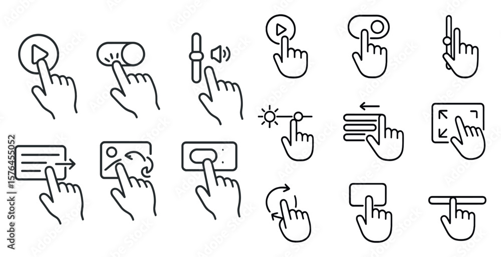Poster set of icons for a computer mouse, including a left click, right click, and scroll