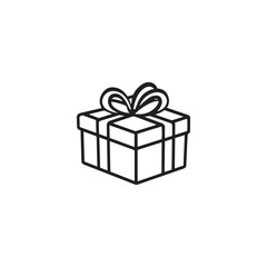 Obraz premium Isolated line art icon of a wrapped gift with bow on white background