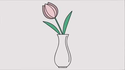Vector image of a single tulip in a vase for floral design and decoration projects