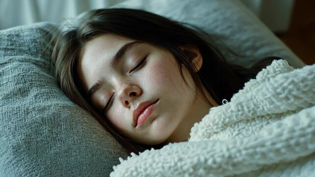 Woman Sleeping on Bed