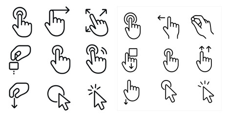 Set of icons for a computer mouse, including a click, a left and right click, and a scroll