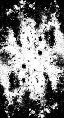 High contrast black and white grunge texture with speckled and mottled patterns.