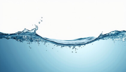 Action Shot of Water Splashing Against White Background, Nature Photography, Calm Environment, Close-Up View, Liquid Dynamics