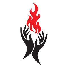 Hand fire vector logo illustration.