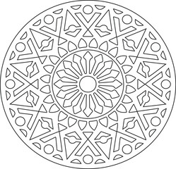 Intricate circular mandala coloring page