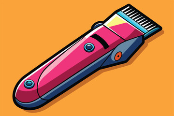 A colorful, cartoon style depiction of a hair clipper set against a bright orange backdrop. The modern design and vivid colors convey a lively and fun atmosphere.