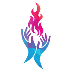 Hand fire vector logo illustration.