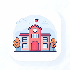 Fototapeta premium Minimal isometric school icon design with light gradient centered on a clean white background