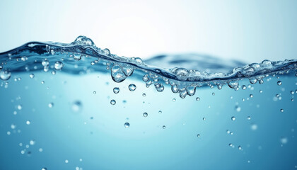 Bubbling Water Surface, Aquatic Scene, Underwater View, Nature Photography, Calm Environment, Close-Up Perspective