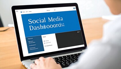 Person using a laptop displaying a social media dashboard