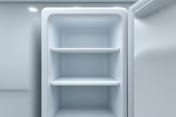 An empty white refrigerator interior with shelves, ready for food or storage.