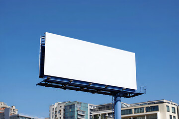 Fototapeta premium Blank Billboard Against Blue Sky Outdoor Advertising City Urban Mockup