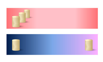 Set of two banners with golden coins