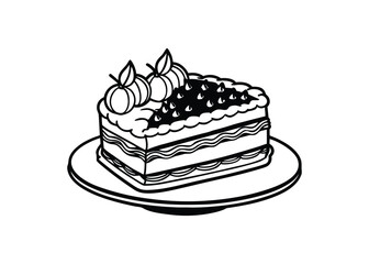 Silhouette of Tres Leches Cake isolated on a white background