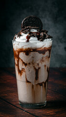 Milkshake, malteada fría con chocolate y galletas Oreo