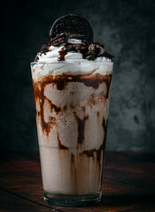 Milkshake, malteada fría con chocolate y galletas Oreo