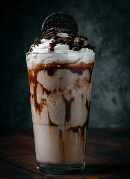 Milkshake, malteada fr&iacute;a con chocolate y galletas Oreo