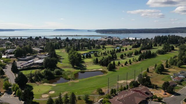 Drone Legion Memorial Golf Course Everett Washington looking West