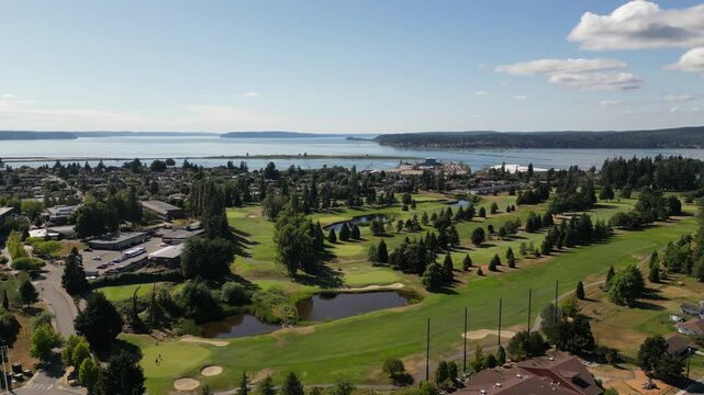 Drone Legion Memorial Golf Course Everett Washington looking West