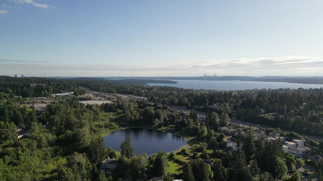 Forbes Lake Kirkland Washington Looking S/SW, Seattle and Lake Washington In Background