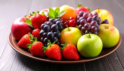 Assorted fresh fruits on a plate