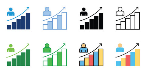 Personal Growth Icons Set Vector Multiple Style Collection