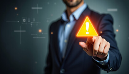 Businessman Interacting with Digital Interface in Modern Office Environment