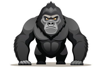 Fototapeta premium A bold and powerful gorilla illustration showcasing its strength and dominance. The graphic art captures the intense and intimidating presence of the majestic primate.