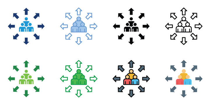 Population Icons Set Vector Multiple Style Collection