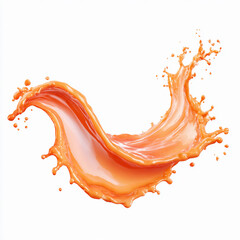 splash with squirts of orange liquid paint on white background