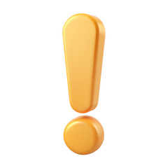 3d golden exclamation mark isolated on white background. PNG Transparent file type with high definition quality And vibrant color grading Available.