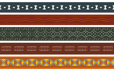 Mudcloth fabric ornaments of West Africa. Symbols of courage and good fortune, for prints, decor