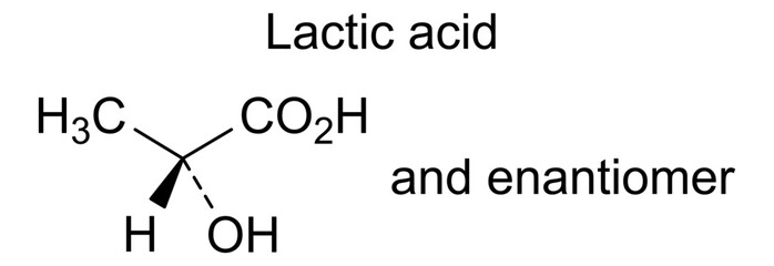 Chemical structure of lactic acid, drug substance