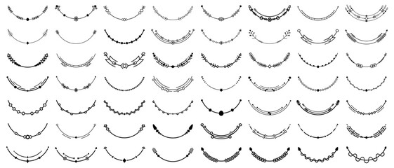 Decorative curved lines element set. Vector illustration.
