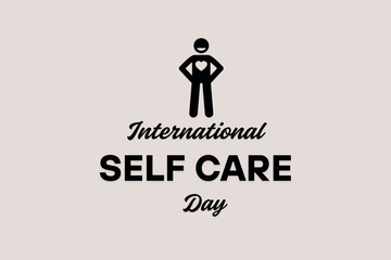 International Self Care Day Icon with Heart and Standing Figure