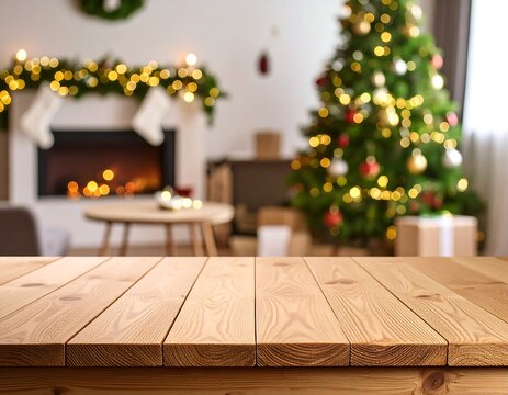 Christmas living room, wooden table (1)