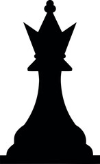 Black Silhouette Icon of Chess King Piece with Cross Crown in Minimal Style