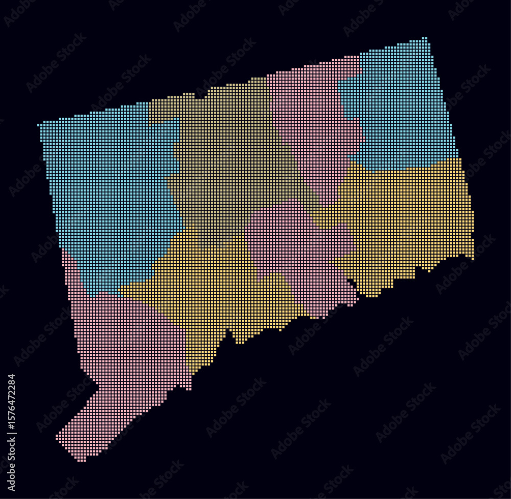 Aufkleber connecticut dotted map. digital style map of the state on dark background. connecticut shape with sq