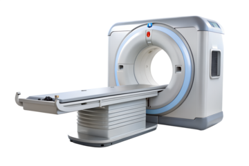 A modern ct scanner machine isolated on transparent background is ready for medical imaging and diagnostic procedures