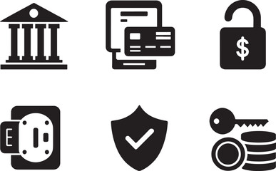 Secure Banking & Finance Icons  Financial Security, Transactions, and Protection