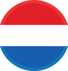 circular icon of netherlands flag with red white blue stripes