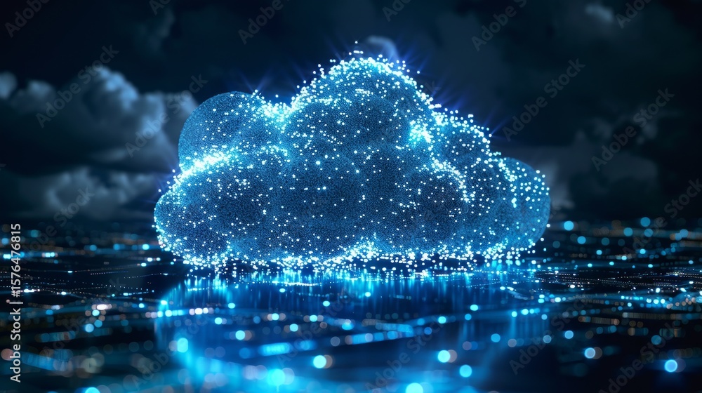 Poster technology networking and digital communication in business with cloud computing concept