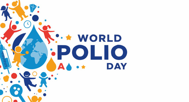 World Polio Day illustration with colorful graphics. - Powered by Adobe