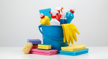 Colorful Cleaning Supplies Collection